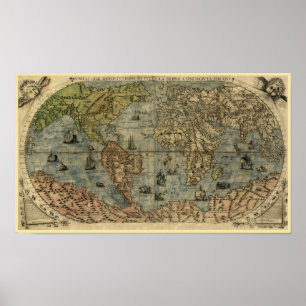 Poster 1565 Ferando Berteli (Fernando Bertelli) World Map