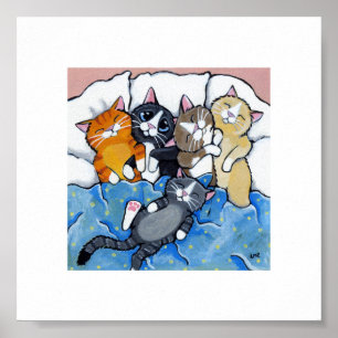Poster 15.24x15.24cm Whimsical Cat Art Chatons dorman