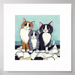 Poster 15.24x15.24cm Whimsical Cat Art Naughty Kitten
