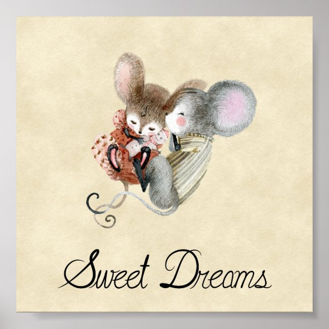 Poster (15,2 x 15,2 cm) - Cute Little Mice (Devant)
