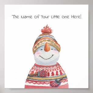 Poster (15,2 x 15,2cm) - Snowman In A Sweater