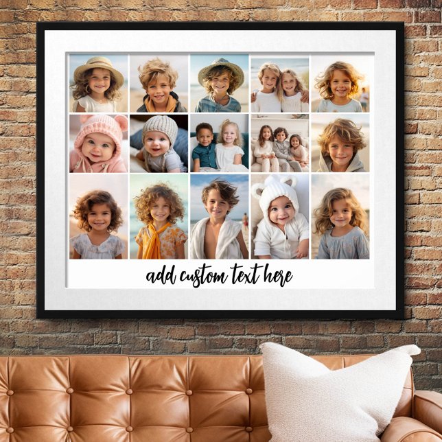 Poster 15 Grille de collage photo - Texte de script - noi (Custom Photo Collage Poster)