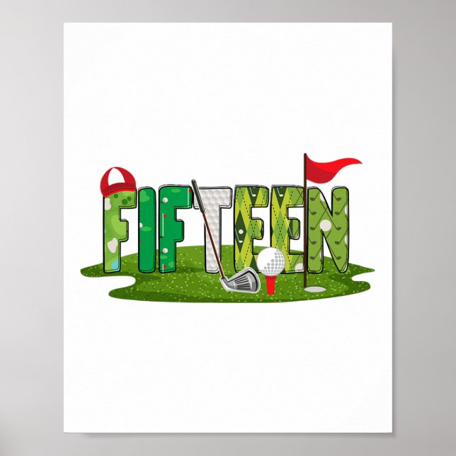 Poster 15e Anniversaire Golf Thème 15 ans Enfants Sport P (Devant)