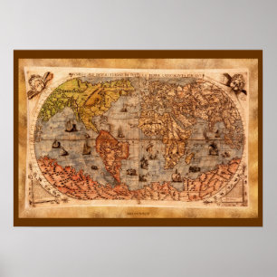 Poster 15th Century Old World Map Art