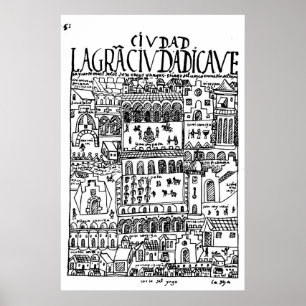 Poster 1616 Drawing of Cusco, Peru 