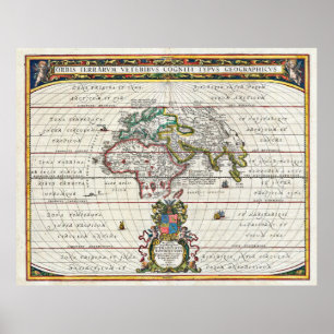 Poster 1650 Carte du monde antique de Jansson