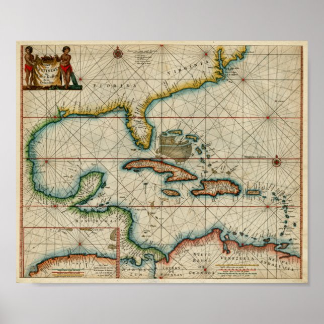 Poster 1666 Graphique des Caraïbes (Devant)