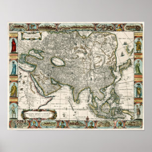 Poster 1666 Vintage Map of Asia