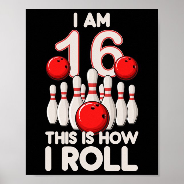 Poster 16 ans Old Bowling Party 16e anniversaire est comm (Devant)