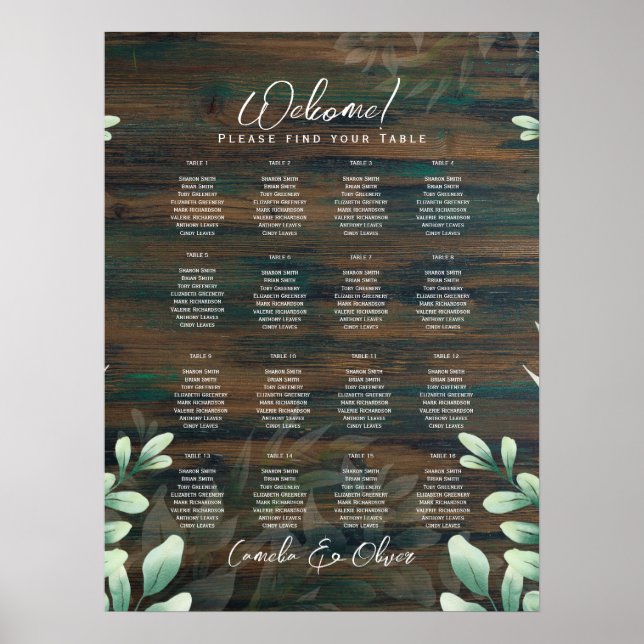 Poster 16 Table Bois rustique Verdure Eucalyptus SEATING  (Devant)