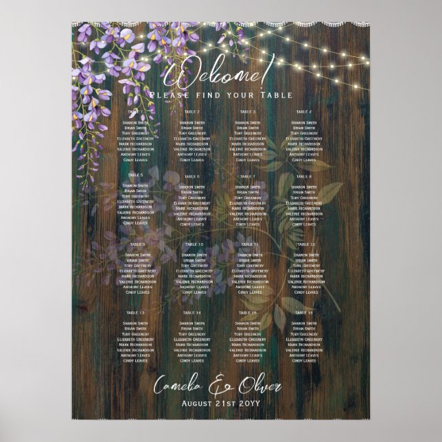 Poster 16 Table WISTERIA Rustique Dentelle PLATEAU GRAPHI (Devant)