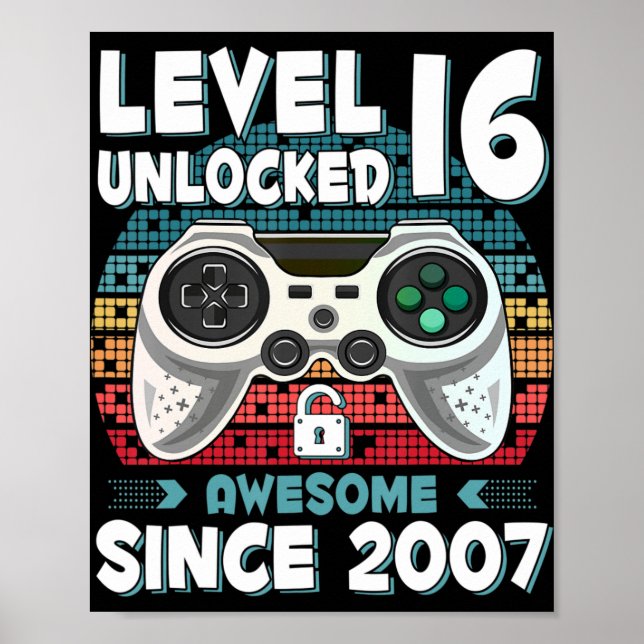 Poster 16ans Anniversaire Fils garçon Jeu amusant 16e 16  (Devant)
