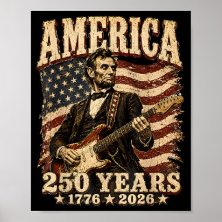 Poster 16e président jouant de la guitare 250 ans d'Améri