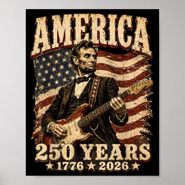 Poster 16e président jouant de la guitare 250 ans d'Améri (Devant)