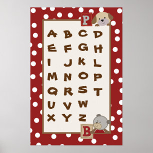 Poster 16x24 Nursery Art ABC Chart Boutons Cocalos