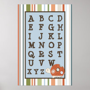 Poster 16x24 Nursery Art ABC Chart Laguna Beach Turtle Fr