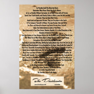 Poster 16x24 Poème Desiderata avec Empreintes Sandy