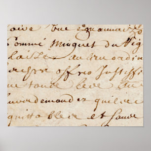 Poster 1700 s Vintage French Script Grunge Parchment Pape