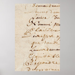 Poster 1700s Vintage Français Script Retro Parchment Papi