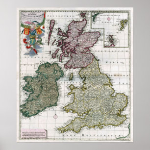 Poster 1706 Les royaumes d'Angleterre, d'Écosse et du Pay