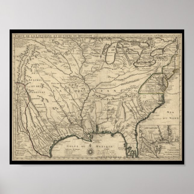 Poster 1718 Delisle Map of America (Devant)