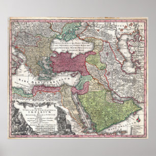 Poster 1730 Seutter Map of Turkey (Ottoman Empire)