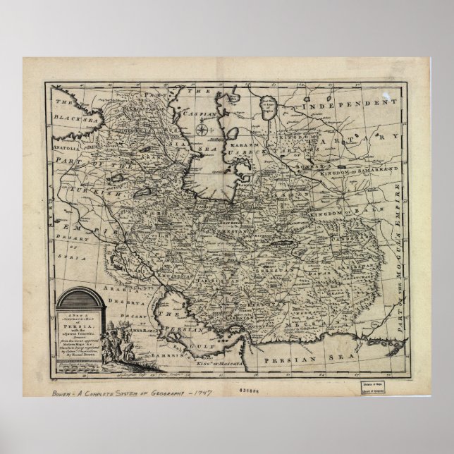 Poster 1747 Nouvelle et exacte carte de Perse Emanuel Bow (Devant)