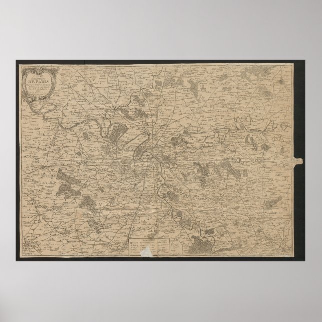 Poster 1780 Map of Paris, Historic City Map, Antique Plan (Devant)