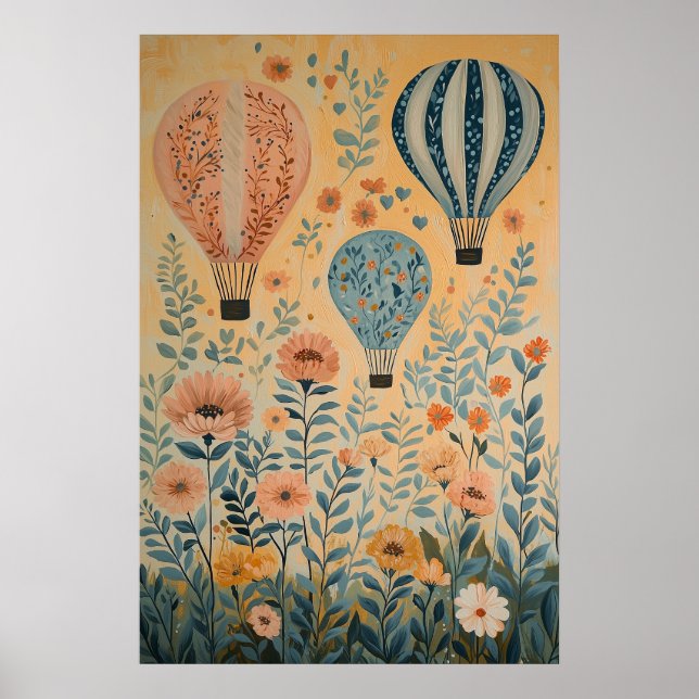 Poster 1790 Ballons flottants à air chaud (Devant)