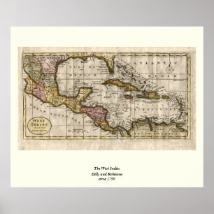 Poster 1790 Map of The West Indies by Dilly and Robinson