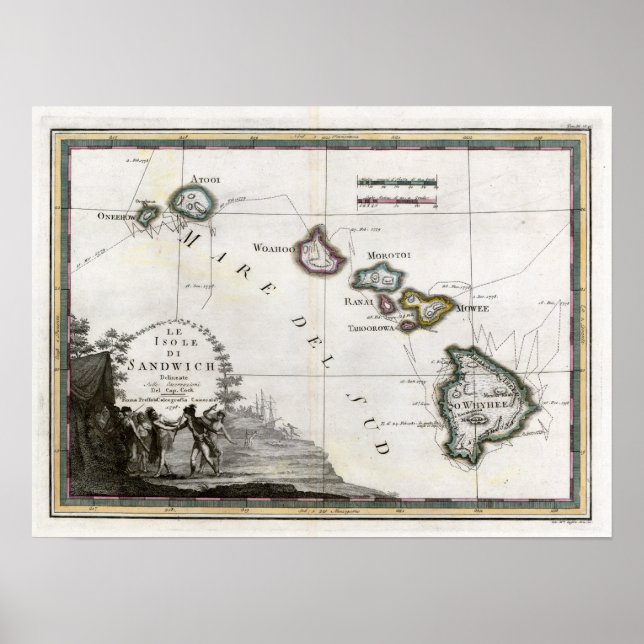 Poster 1798 Carte Le Isole di Sandwich (Devant)