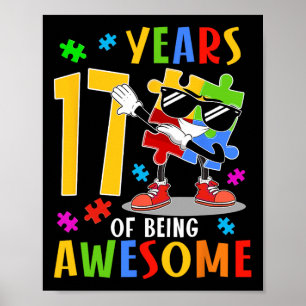 Poster 17 Ans d'être Génial Anniversaire Dabbing Autisme 