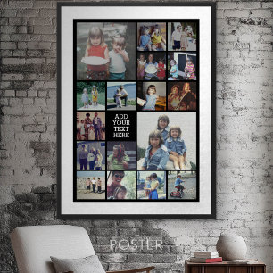 Poster 17 Collage photo et texte - Peut modifier noir