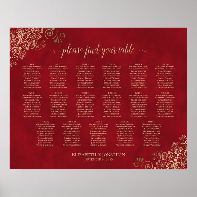 Poster 17 Frilles d'or de la table sur le Mariage rouge (Devant)