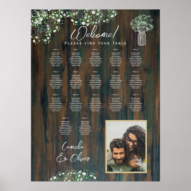 Poster 17 Table Bois rustique Gypsophila Mousse DE SIÈGE  (Devant)