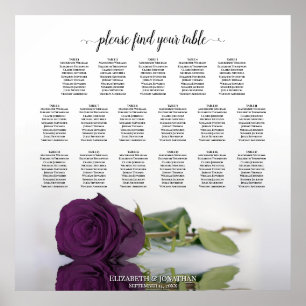 Poster 17 Table Élégant Prune Rose Pourpre Plan de Table