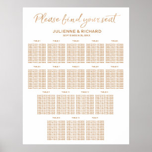 Poster 17 Tables Mariage Plan de siège Rose Gold Signal