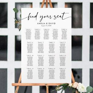 Poster 17 Tables Trouvez votre place Plan de table