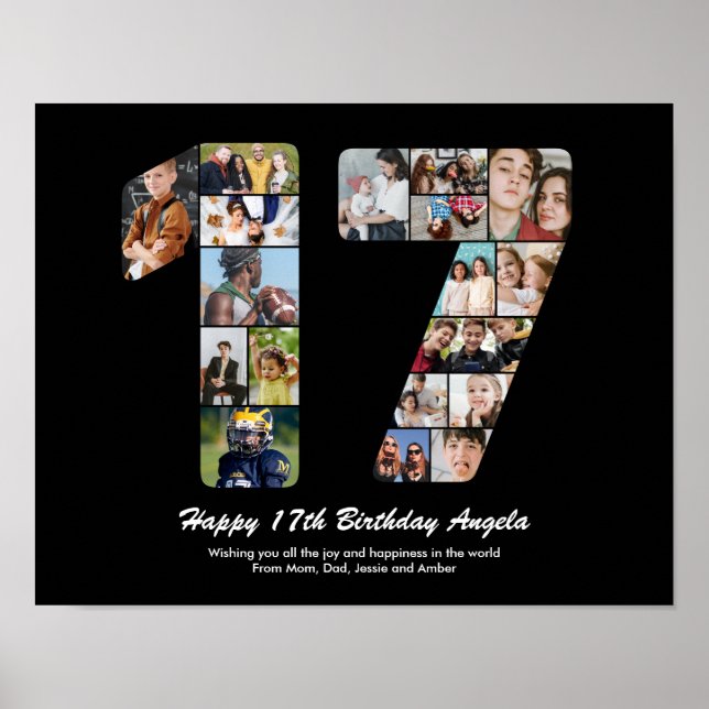 Poster 17e Anniversaire Numéro 17 Collage de photos perso (Devant)