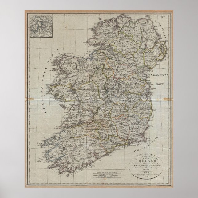 Poster 1804 Carte de l'Irlande (40"x47") (Devant)