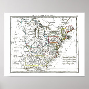 Poster 1806 carte - d'Amrique de Les Etats Unis