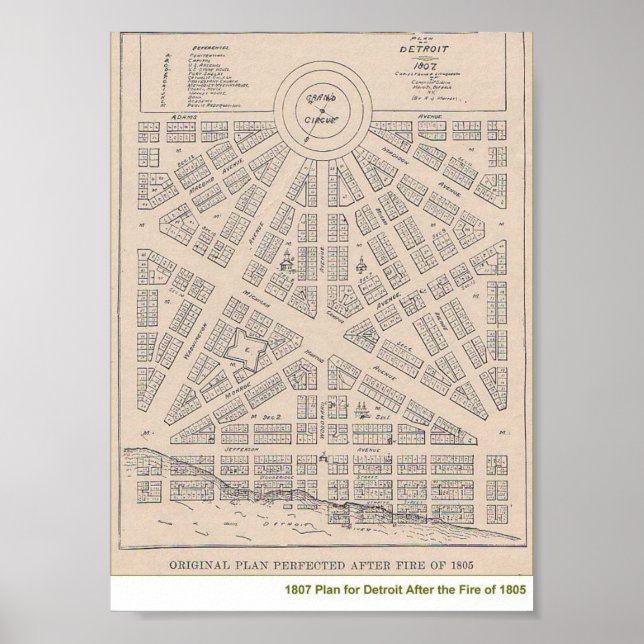 Poster 1807 Plan pour Détroit (Devant)