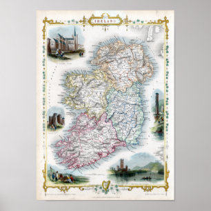 Poster 1851 Map of Ireland
