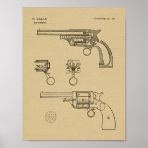 Poster 1854 Revolver de canon Dessin d'art breveté Imprim