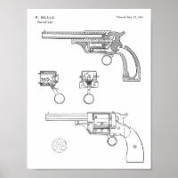 1854 Revolver de canon Dessin d'art breveté Imprim