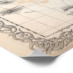 Poster 1855 Carte du monde de Colton sur la projection Me