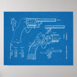 Poster 1855 Revolver de canon Dessin d'art breveté Imprim