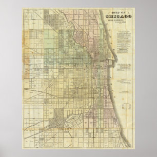 Poster 1857 Map of Chicago Illinois