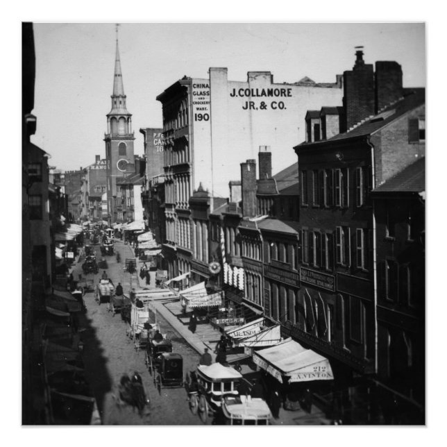 Poster 1859 : Circulation et magasins sur Washington Stre (Devant)