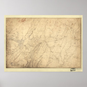 Poster 1864 mouvements de troupe de carte de guerre